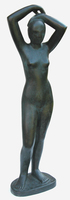 Max Lachnit. Stehender Akt mit erhobenen Armen. Bronze. Posth. Guß, Ausführung zu Lebzeiten in Gips 1956-59. h 79 cm