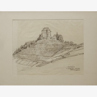 Zwei Zeichnungen, 1. Siena und 2. Schloss Chatelard, Genfer See
