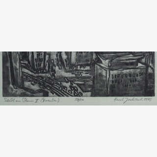 Stadt am Strom, aus: Grafik `79, gewidmet dem 30. Jahrestag der DDR, von Lehrkr�ften der HfBK Dresden, verschiedene K�nstler