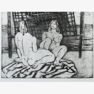 Am Strand, aus: Grafik `79, gewidmet dem 30. Jahrestag der DDR, von Lehrkr�ften der HfBK Dresden, verschiedene K�nstler