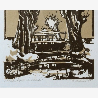 Kopfweiden im Winter, aus: Grafik `79, gewidmet dem 30. Jahrestag der DDR, von Lehrkr�ften der HfBK Dresden, verschiedene K�nstler