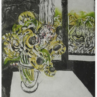 Blumenstrau� f�r B. Okudshawas Lieder, aus: Vierte Leipziger Grafikmappe - Stillleben, 1978, Verschiedene K�nstler, Repr�sentationsgabe vom VEB E. A. Seemann Buch- und Kunstverlag Leipzig mit Originalgrafiken