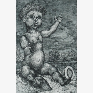 Kindheitsstillleben, aus: Vierte Leipziger Grafikmappe - Stillleben, 1978, Verschiedene K�nstler, Repr�sentationsgabe vom VEB E. A. Seemann Buch- und Kunstverlag Leipzig mit Originalgrafiken