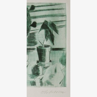 Stillleben mit Kakteen, aus: Vierte Leipziger Grafikmappe - Stillleben, 1978, Verschiedene K�nstler, Repr�sentationsgabe vom VEB E. A. Seemann Buch- und Kunstverlag Leipzig mit Originalgrafiken