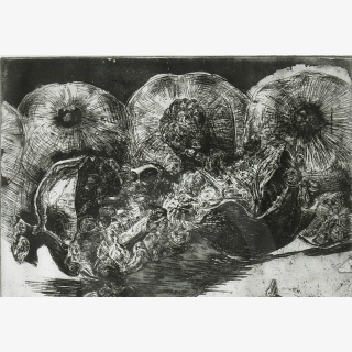 Granat�pfel, aus: Vierte Leipziger Grafikmappe - Stillleben, 1978, Verschiedene K�nstler, Repr�sentationsgabe vom VEB E. A. Seemann Buch- und Kunstverlag Leipzig mit Originalgrafiken