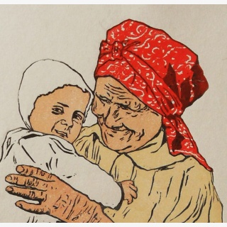 B�uerin ein Kind tragend