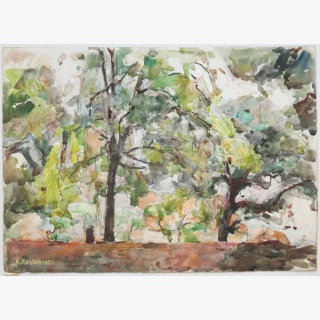 Konvolut, 3 Landschaften: 1. B�ume, 2. B�ume am Hang, 3....