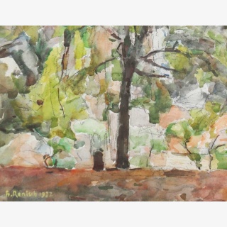 Konvolut, 3 Landschaften: 1. B�ume, 2. B�ume am Hang, 3....