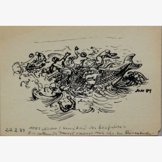 Sieben Zeichnungen Märchen aus 1001 Nacht - Sindbad der Seefahrer 1-7