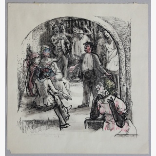 Drei Werke zu Die Irre von Chaillot, (La Folle de Chaillot) von Jean Giraudoux (1882&ndash;1944), Blatt, 2,3 und 4 Der Untergang der Makker